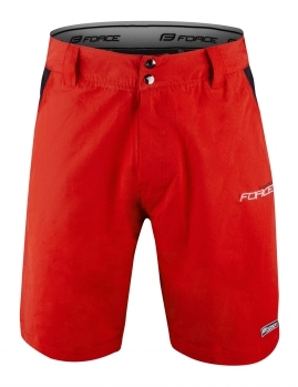 FORCE nohavice krátke BLADE MTB s odnímateľnou vložkou, červené veľ.: XS