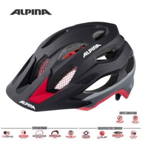 ALPINA Cyklistická prilba Carapax čierno-červeno-tmavostrieborná