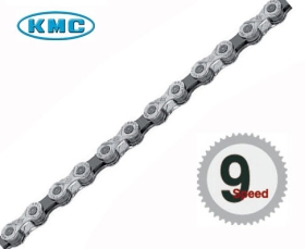 KMC Reťaz X 9 strieborno-sivá, v sáčku 116 článkov, X-9-93 6,6 mm, 27 rýchlostí